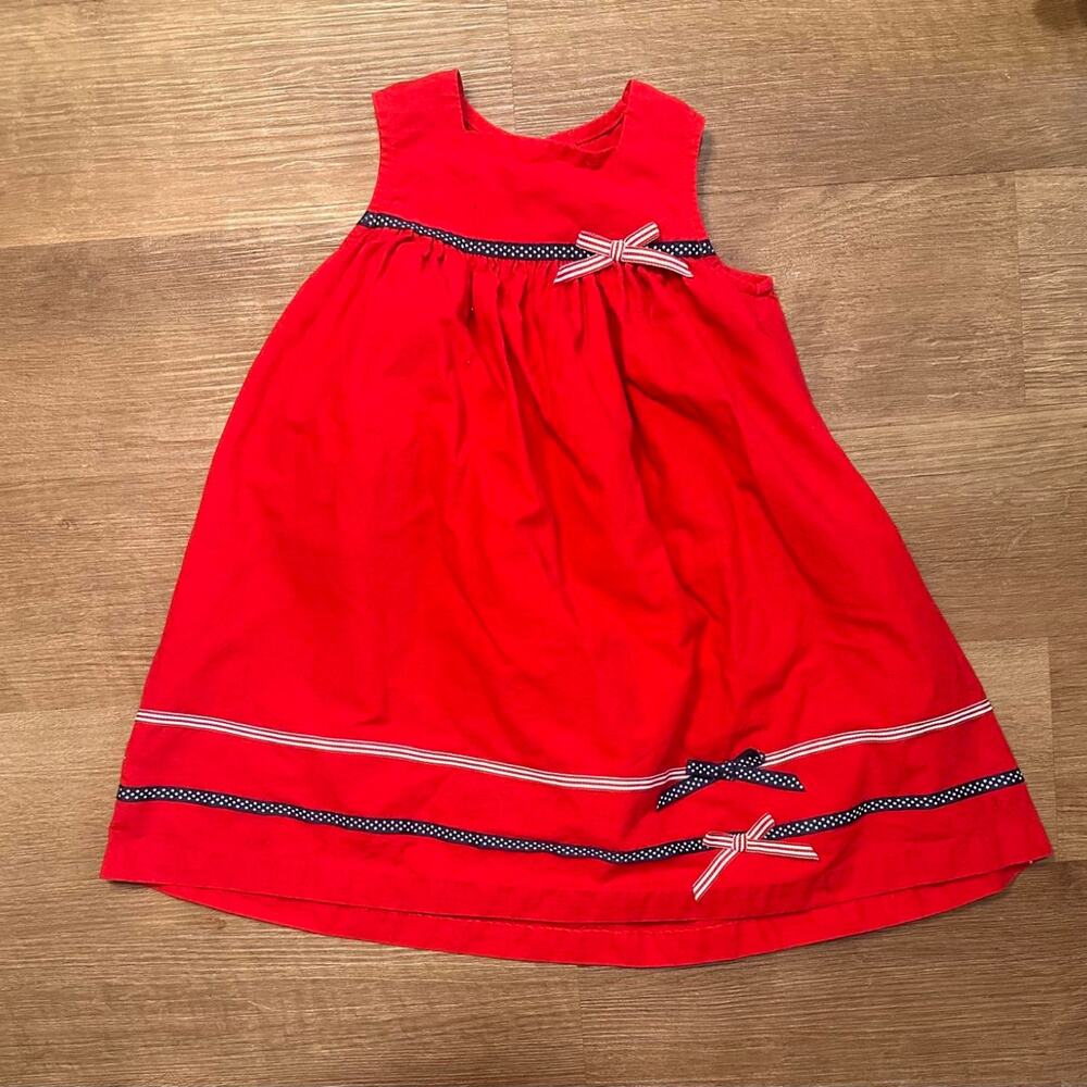 Red dress with white and